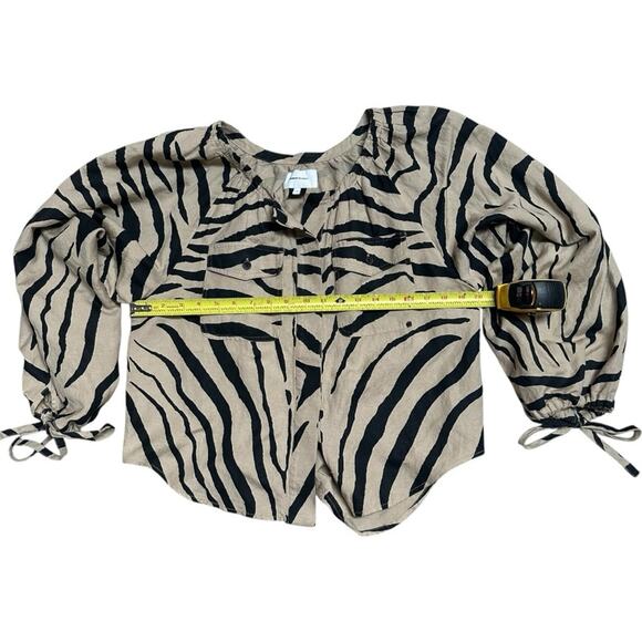 Current/Elliott Animal-Print Linen Jacket-Blouse Size 1/S – Lightweight & Chic - Picture 5 of 9